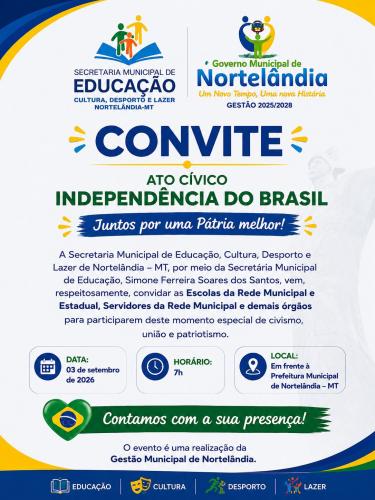 CONVITE | ATO CÍVICO – INDEPENDÊNCIA DO BRASIL